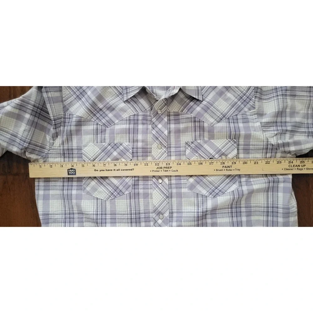 Wrangler Men's Western Button Up Pearl Snap Multicolor‎ Plaid Long Sleeve Sz L